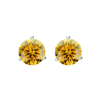 14K Gold GRA CertifiedD-VVS1 Yellow Moissanite ScrewBack Stud Earrings