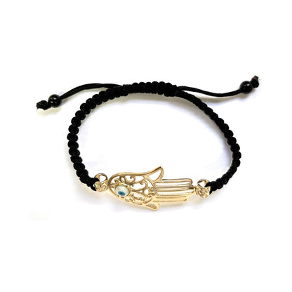 925 Sterling Silver  Hamsa Bracelet 6" Adjustable to 11"