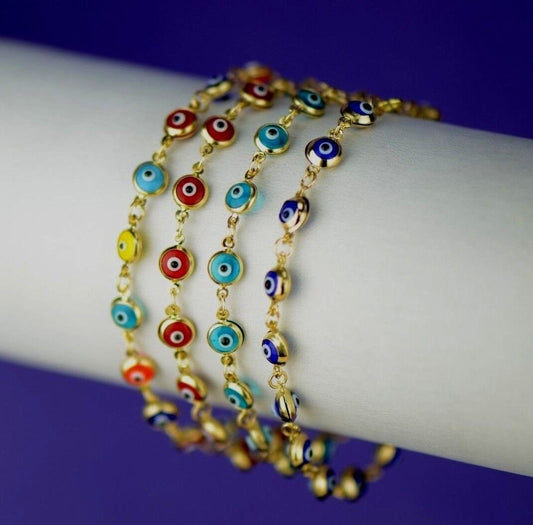 14k Yellow Gold  Evil Eye Bracelet