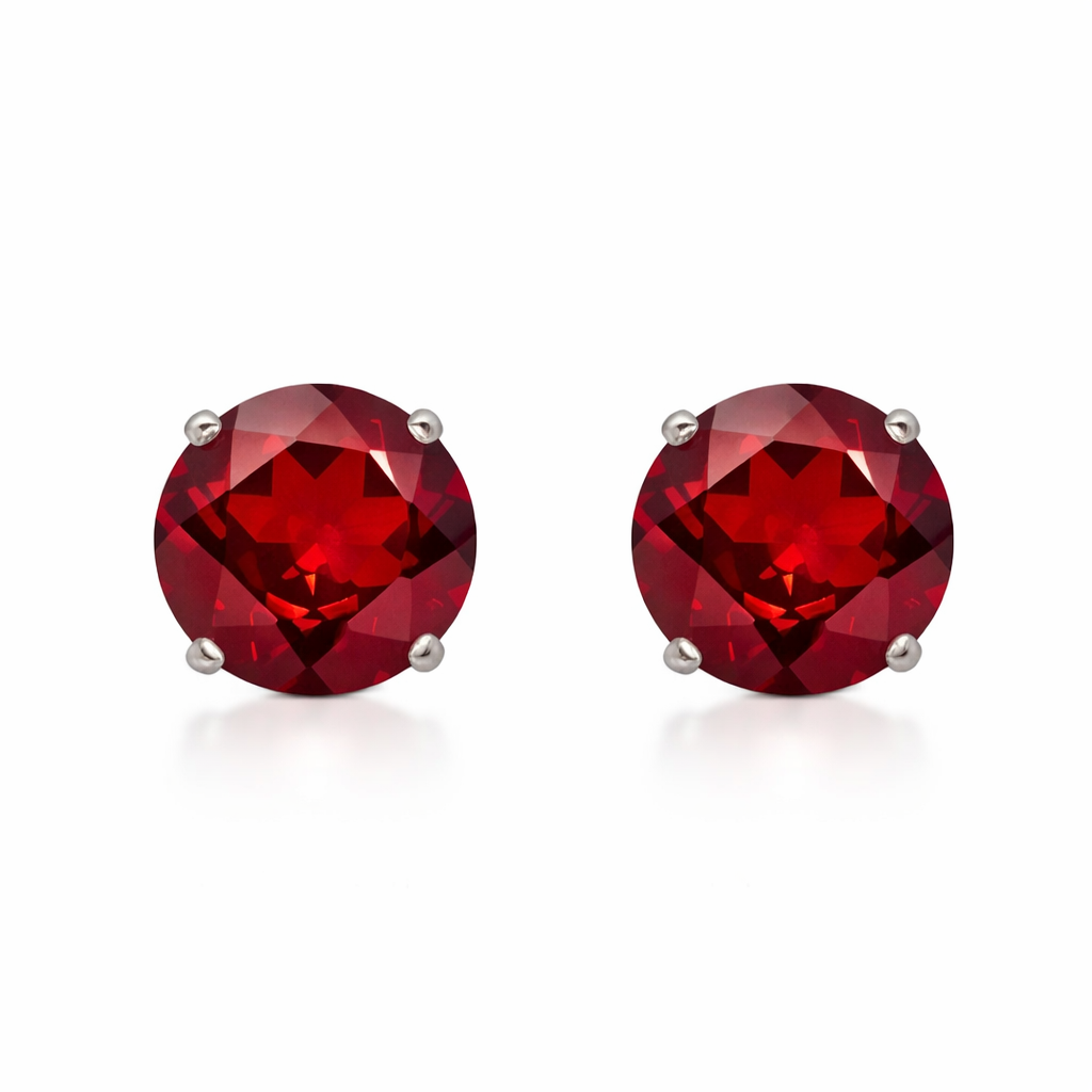 14K Solid White Gold 5mm Round Birthstone Stud Earrings with screw back
