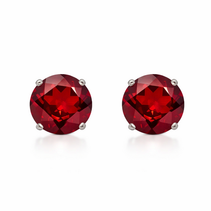 14K Solid White Gold 5mm Round Birthstone Stud Earrings with screw back