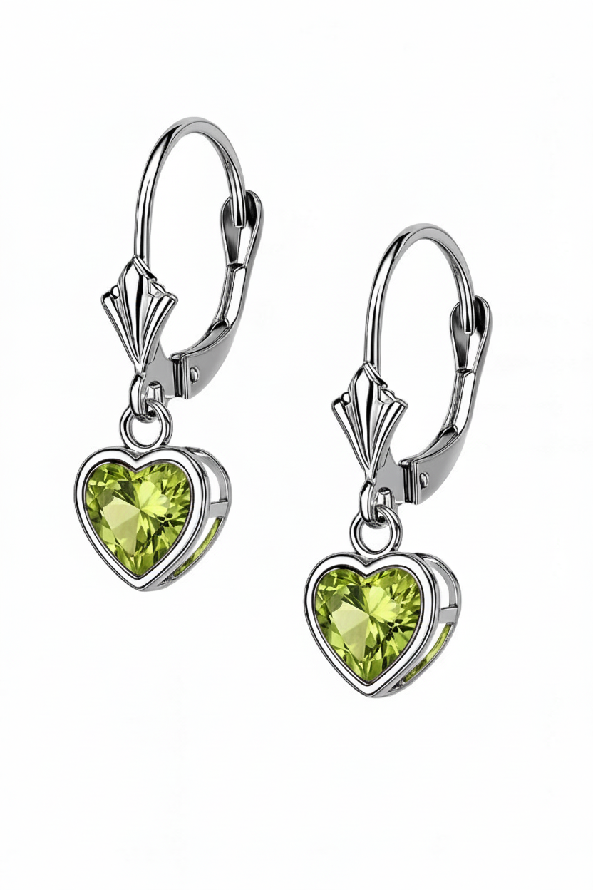 14k White Gold Heart Bezel Birthstone Earrings 6x6 MM