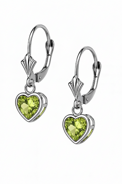 14k White Gold Heart Bezel Birthstone Earrings 6x6 MM