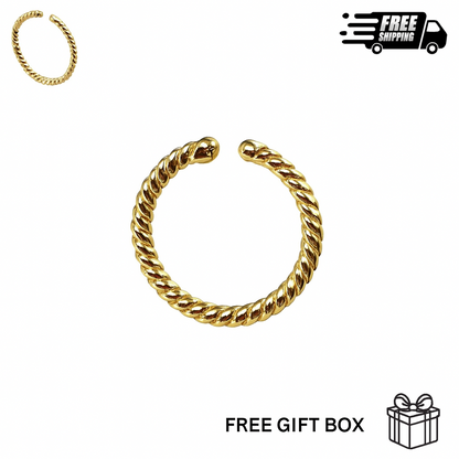 14K Solid Yellow Gold Beaded Nose Ring Hoop