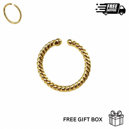 14K Solid Yellow Gold Beaded Nose Ring Hoop