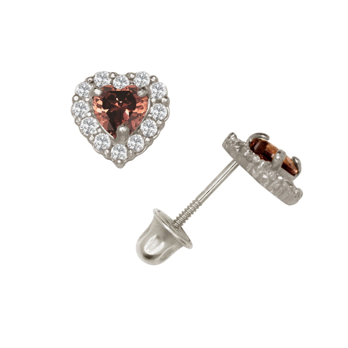 14K Yellow & White Gold Large Gorgeous CZ Heart Shaped Stud Earrings for Women