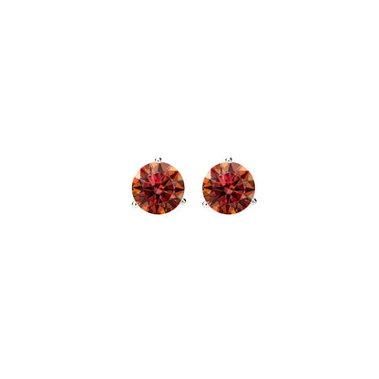 14K Gold GRA CertifiedD-VVS1 Watermelon Red Moissanite ScrewBack Stud Earrings