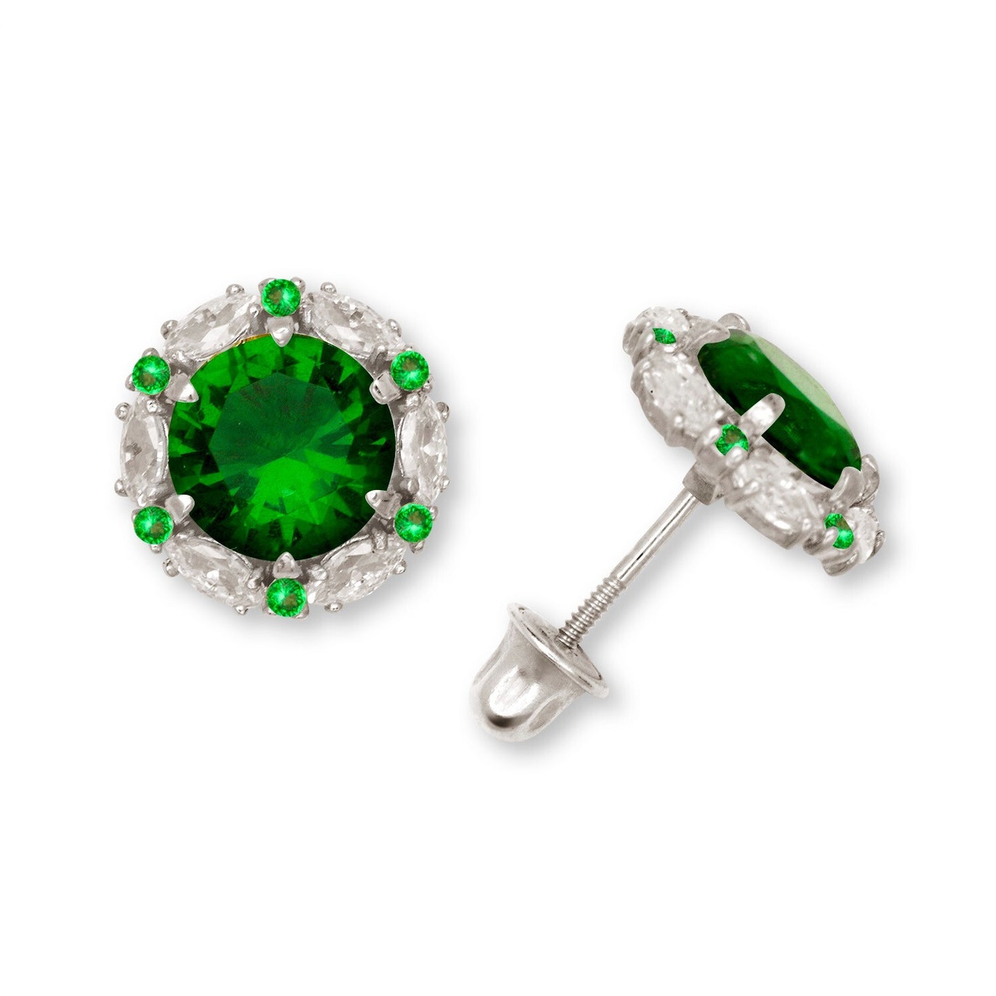 14K Yellow & White Gold Round Shaped Pretty Earrings for Women