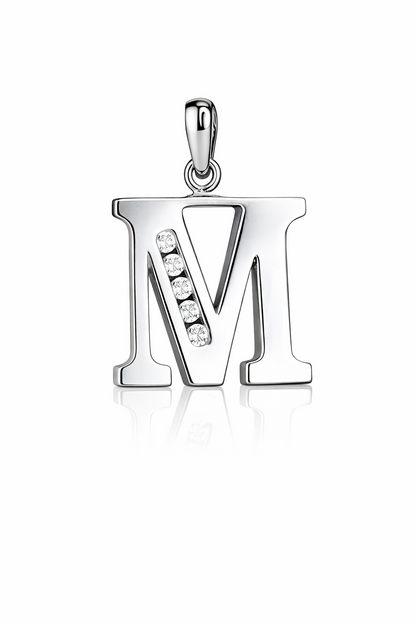 925 Sterling Silver Initial Letter CZ Pendant