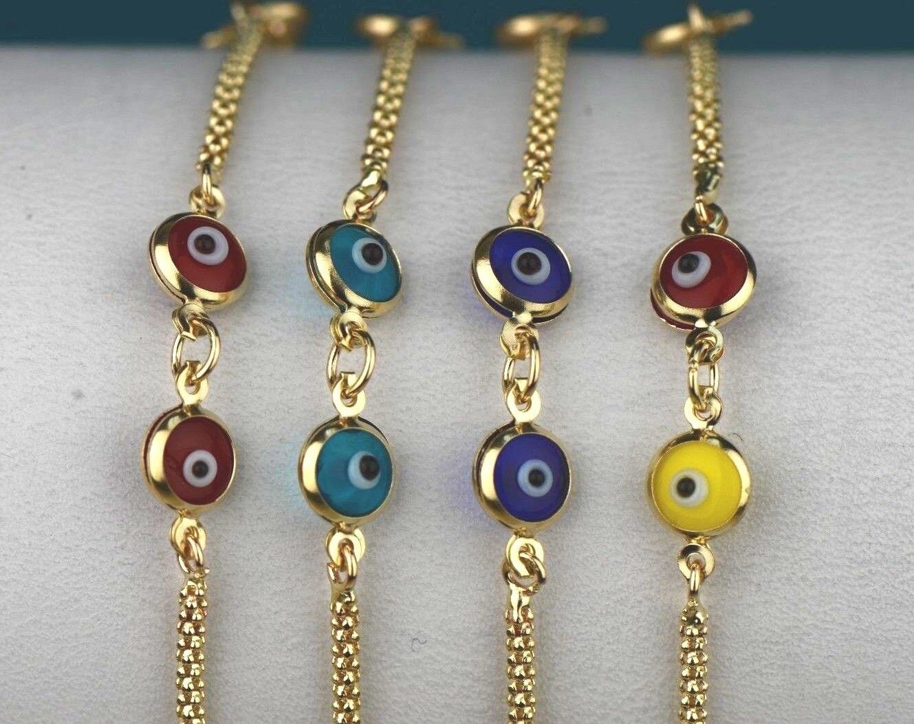 14k Yellow or White Gold Evil Eye Bracelet