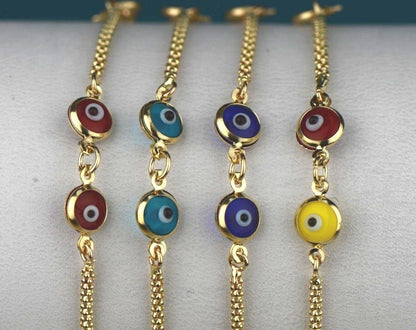 14k Yellow or White Gold Evil Eye Bracelet
