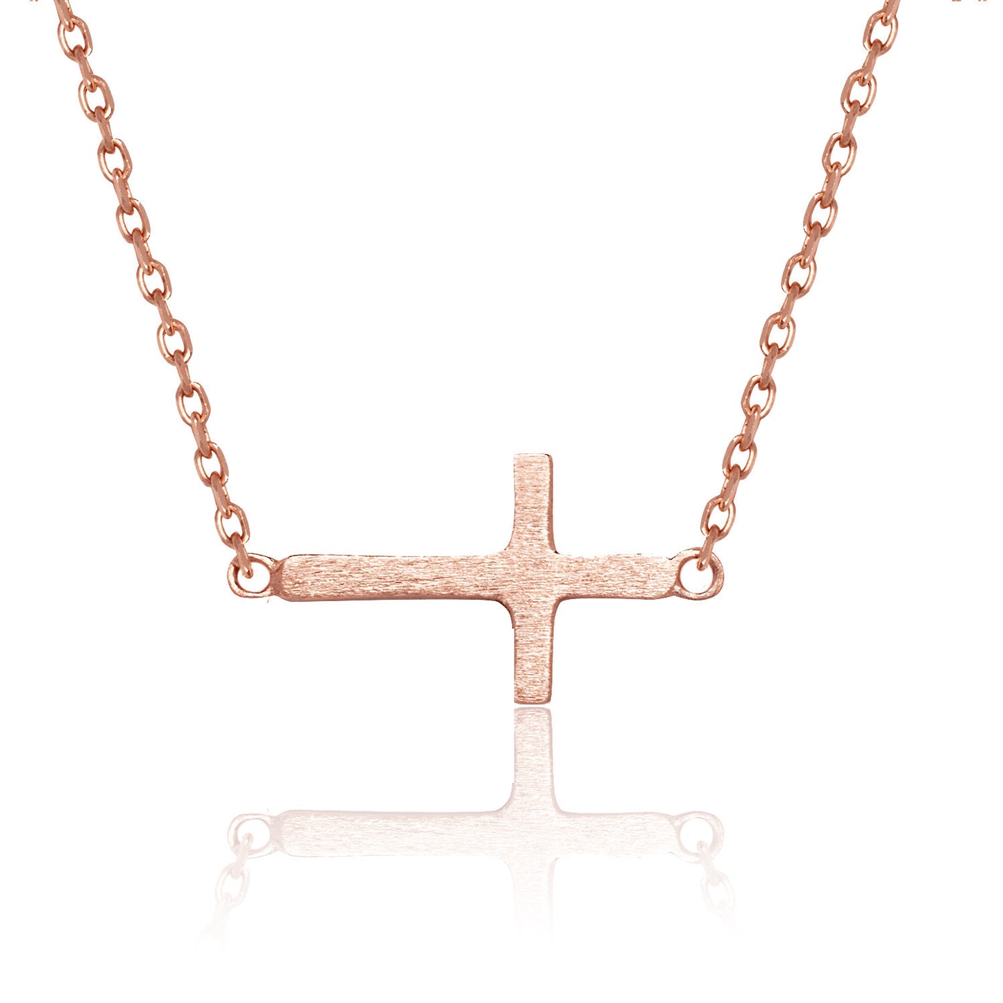 14K Yellow/White/Rose Gold Cross Pendant Necklace