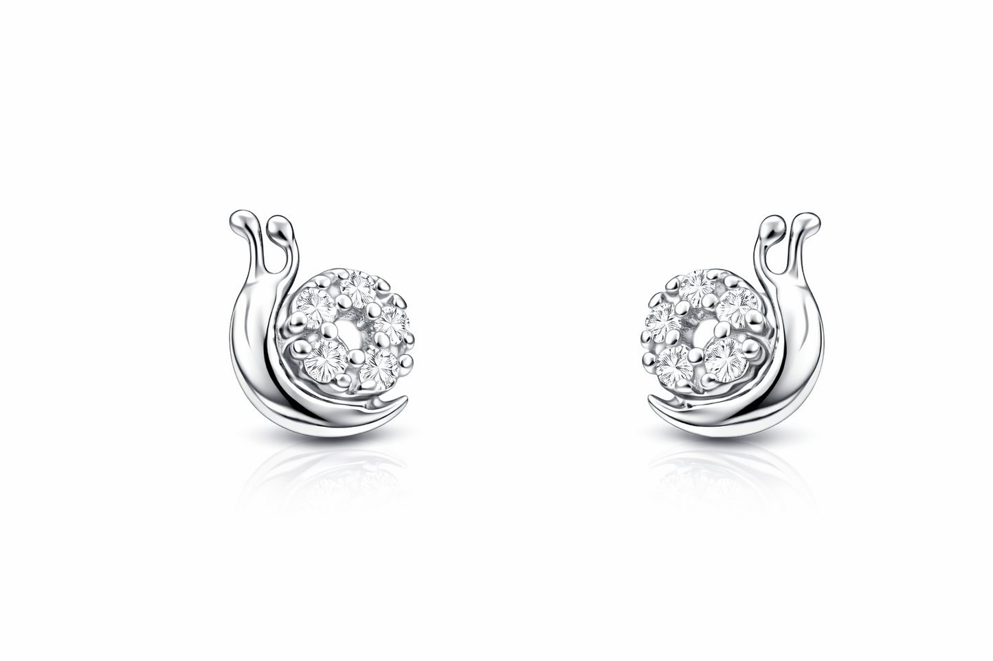 14k Yellow or White Gold CZ Snails Stud Earrings