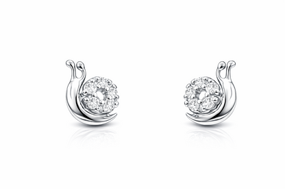 14k Yellow or White Gold CZ Snails Stud Earrings