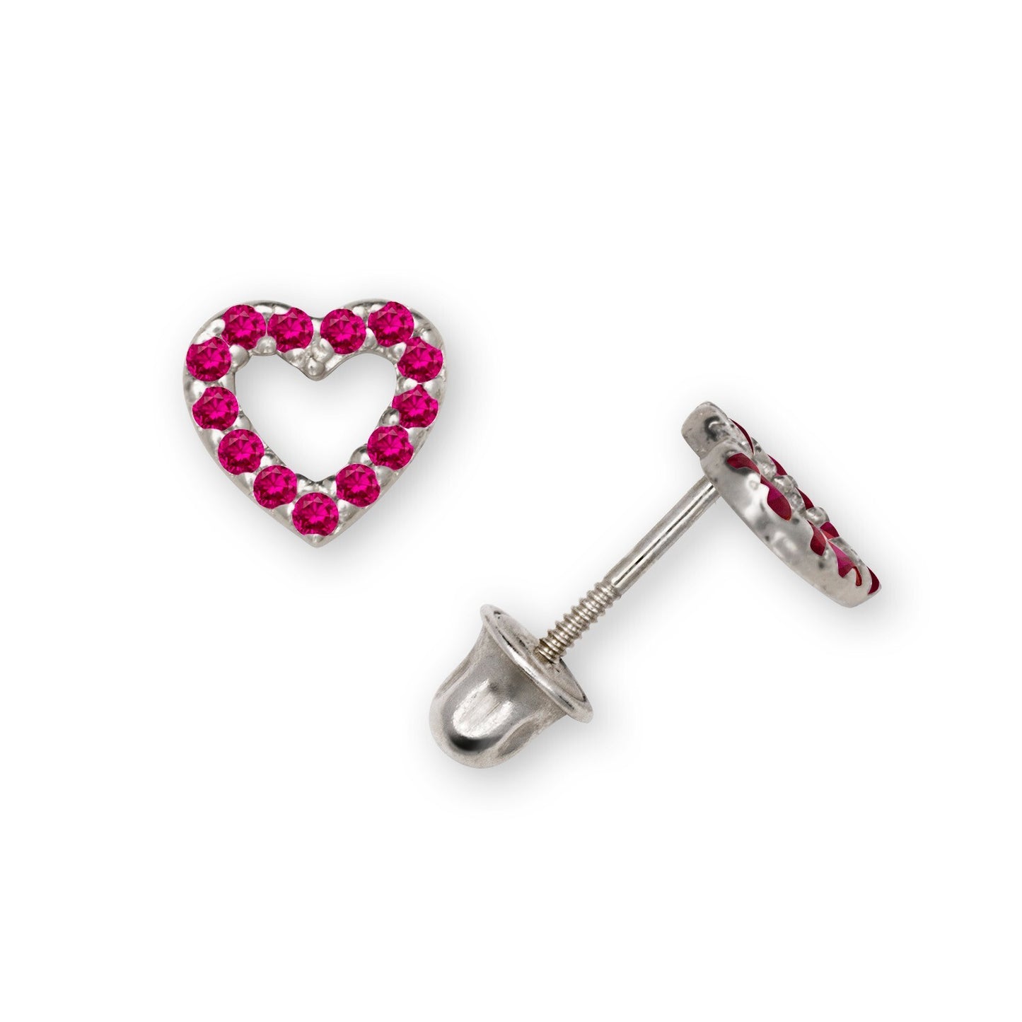 14K Yellow & White Gold Beautiful Small CZ Heart Shaped Stud Earrings for Women