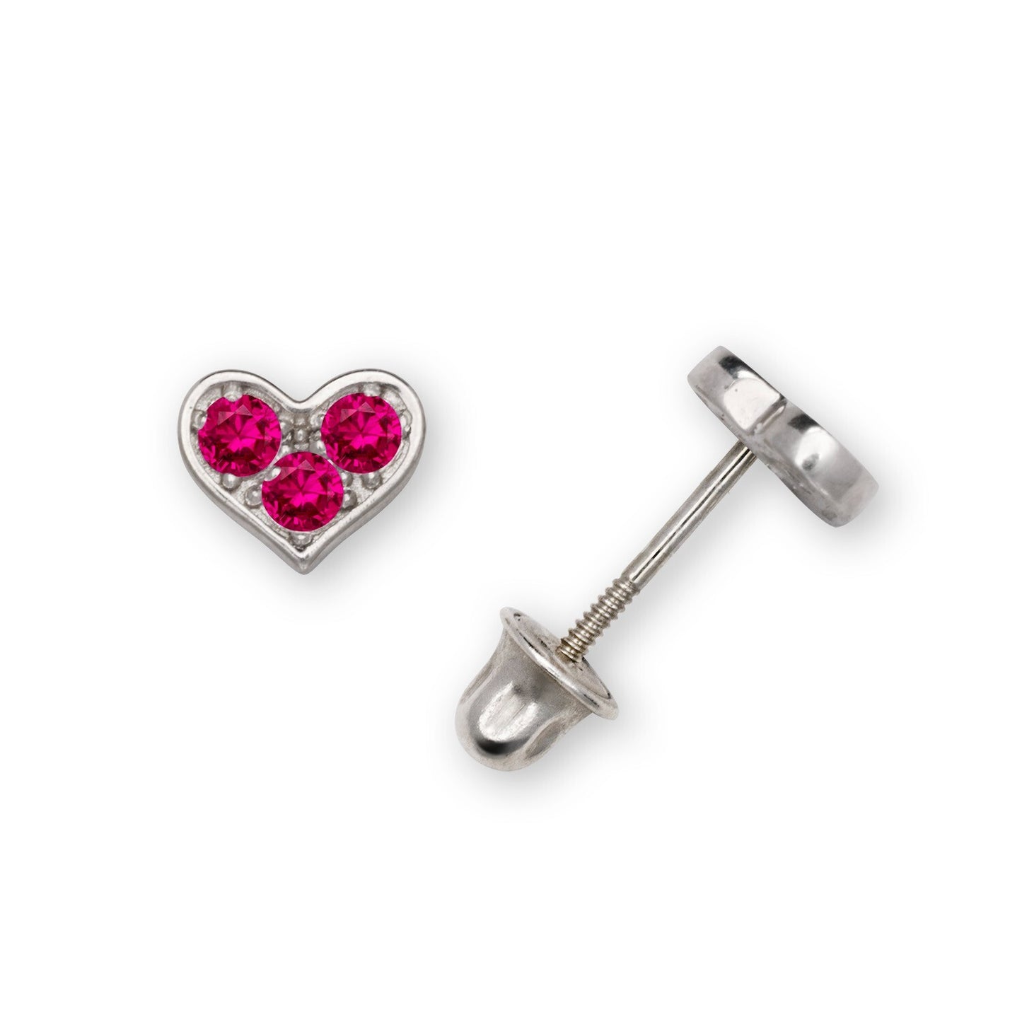14K Yellow & White Gold CZ Heart Shaped Stud Earrings for Women