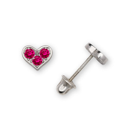 14K Yellow & White Gold CZ Heart Shaped Stud Earrings for Women