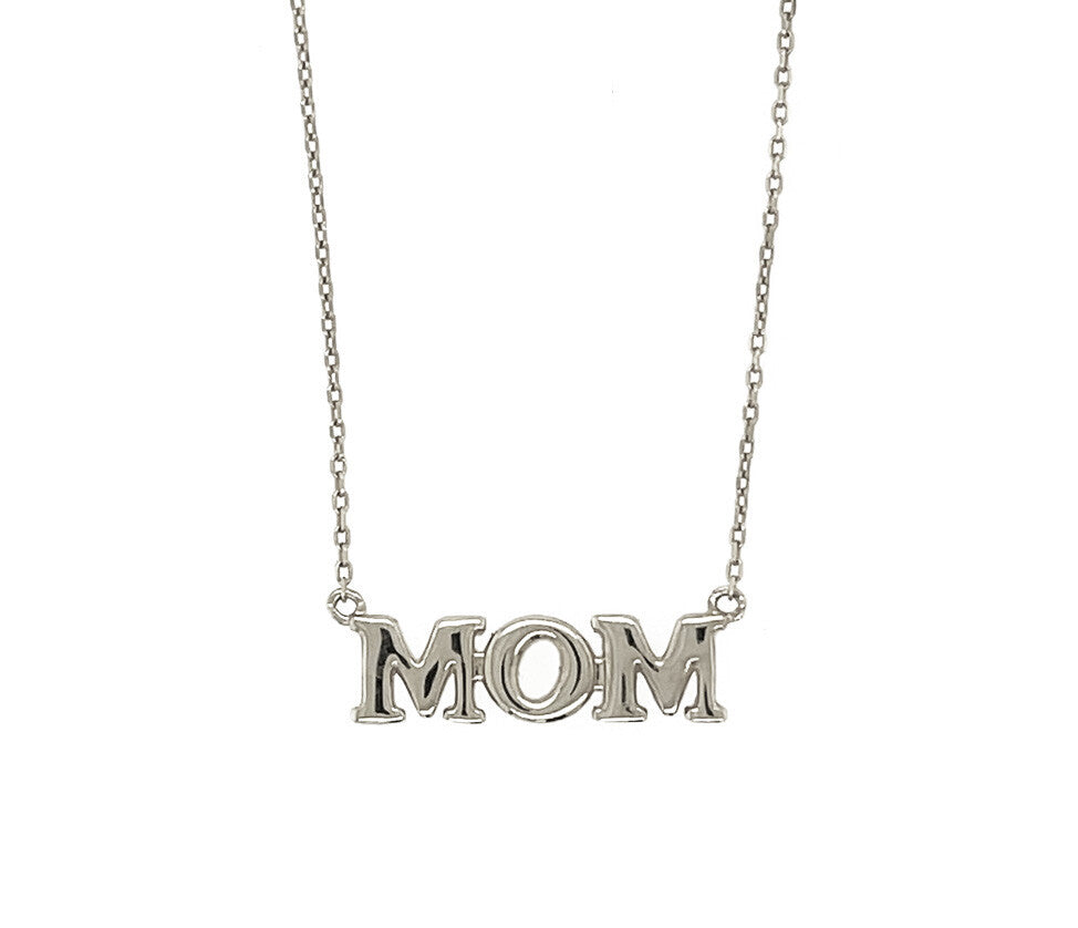 14K Yellow/ White/ Rose Gold "MOM" Charm Necklace