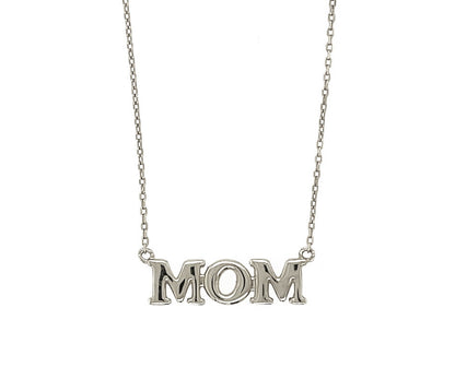14K Yellow/ White/ Rose Gold "MOM" Charm Necklace