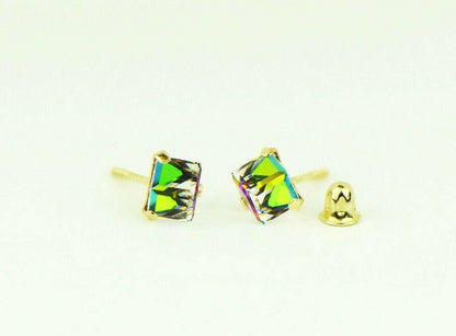 14k Yellow Gold Cube Tornasol  Stud Earrings