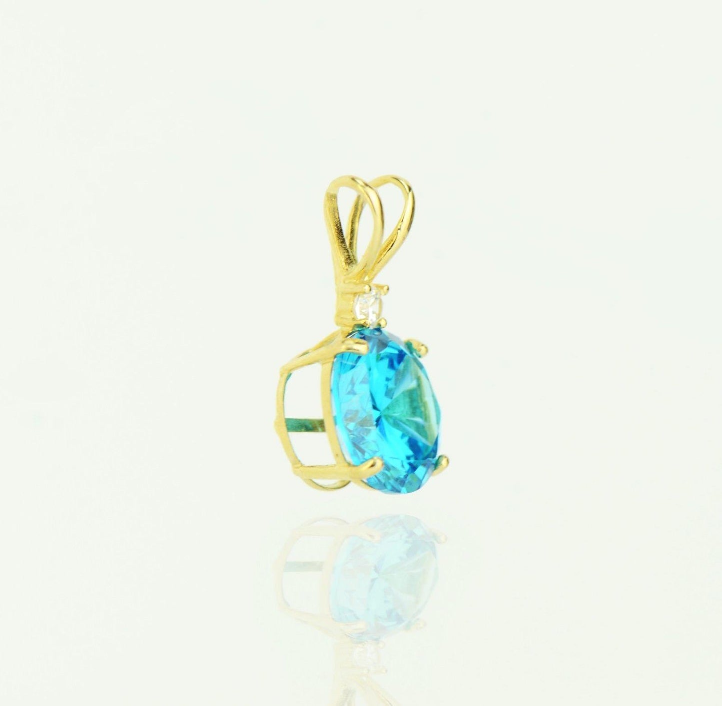 14k Yellow Gold Round CZ Birthstone Pendant