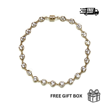14k Yellow Gold CZ Bracelet with Magnet Lock