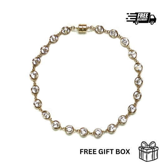 14k Yellow Gold CZ Bracelet with Magnet Lock