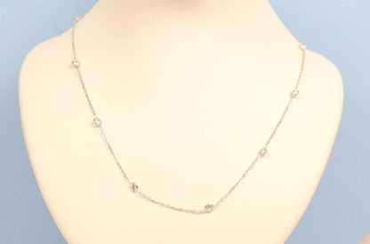 14k  Gold Cubic Zirconia CZ by the yard 16'' up to 42" Necklace