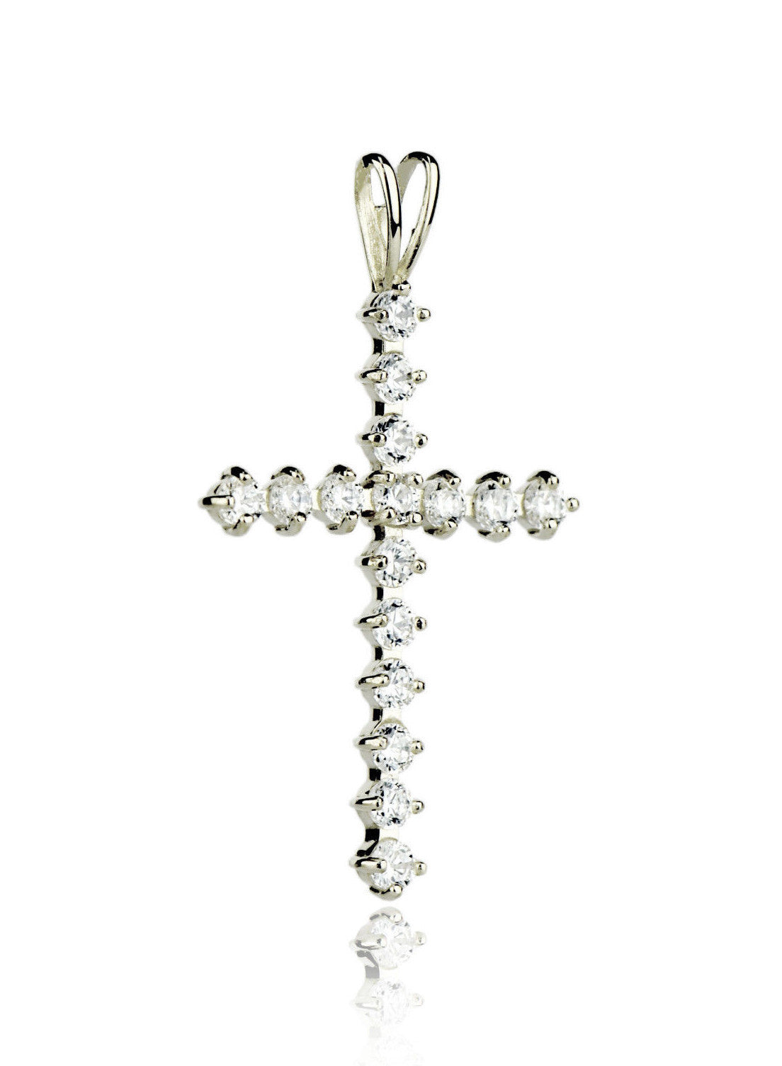 14k Yellow or White Gold Cz Cross Pendant