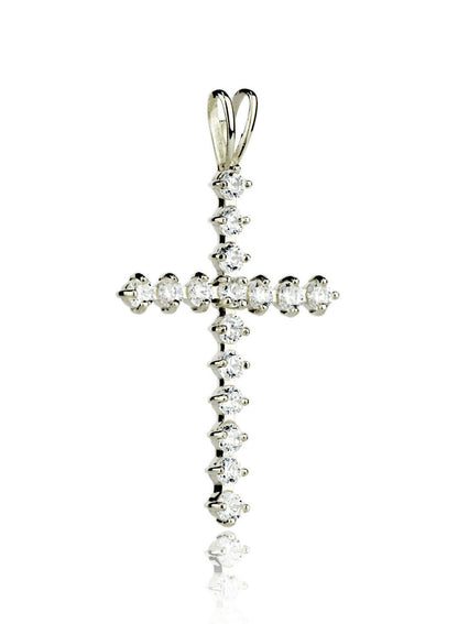 14k Yellow or White Gold Cz Cross Pendant