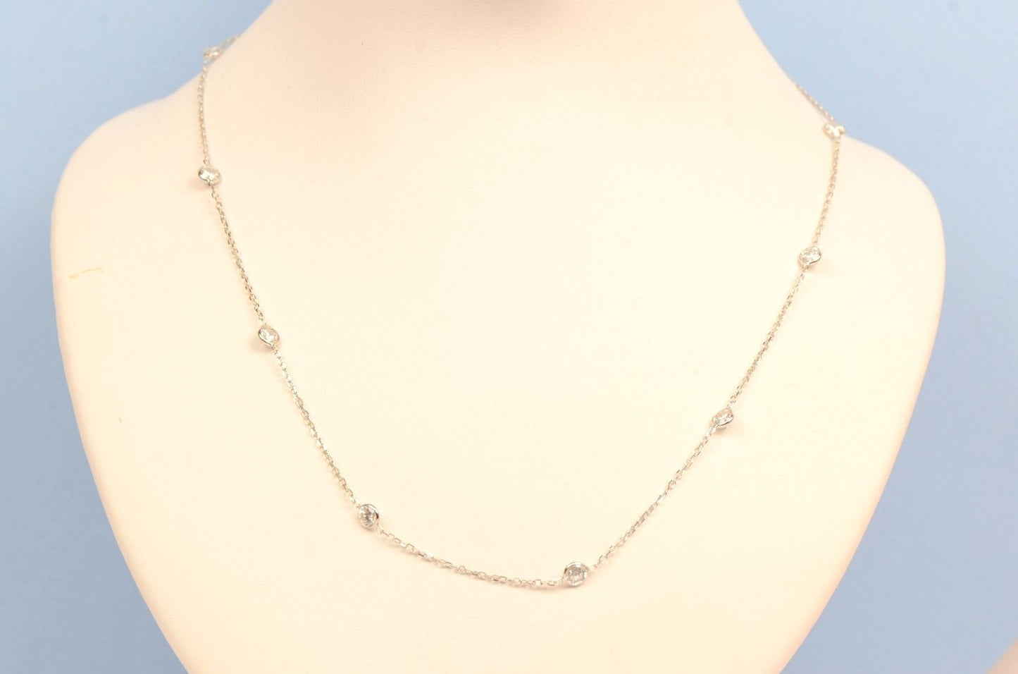 14k White Gold Cubic Zirconia CZ by the yard 18" Necklace