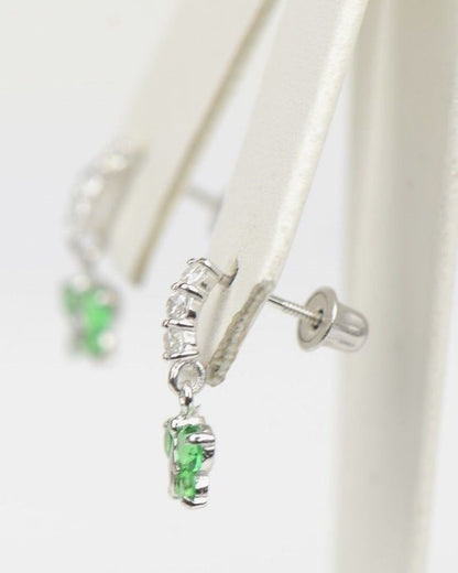 14K White Gold Birthstone Butterfly Dangle Earrings