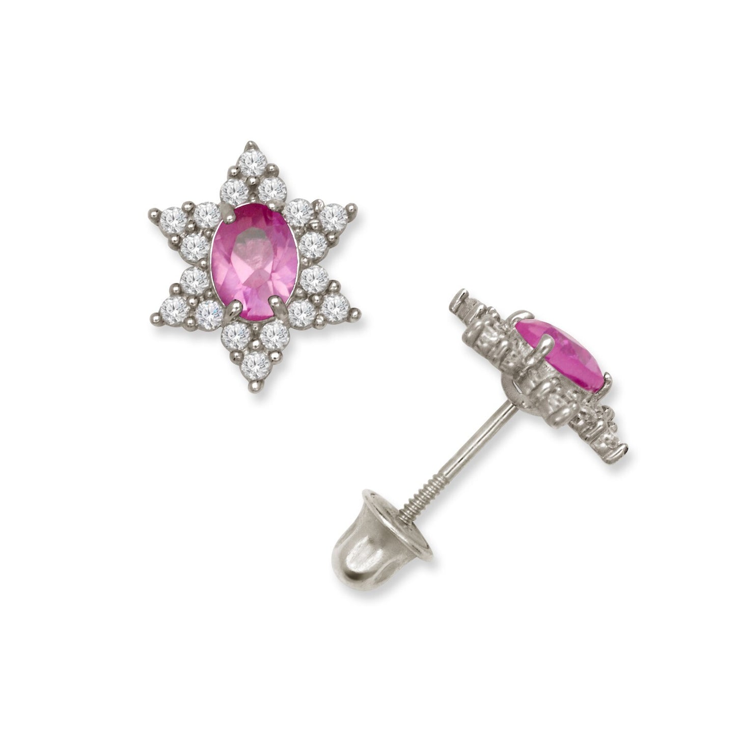 14K Yellow & White Gold Beautiful Star Shaped Stud Earrings for Girls