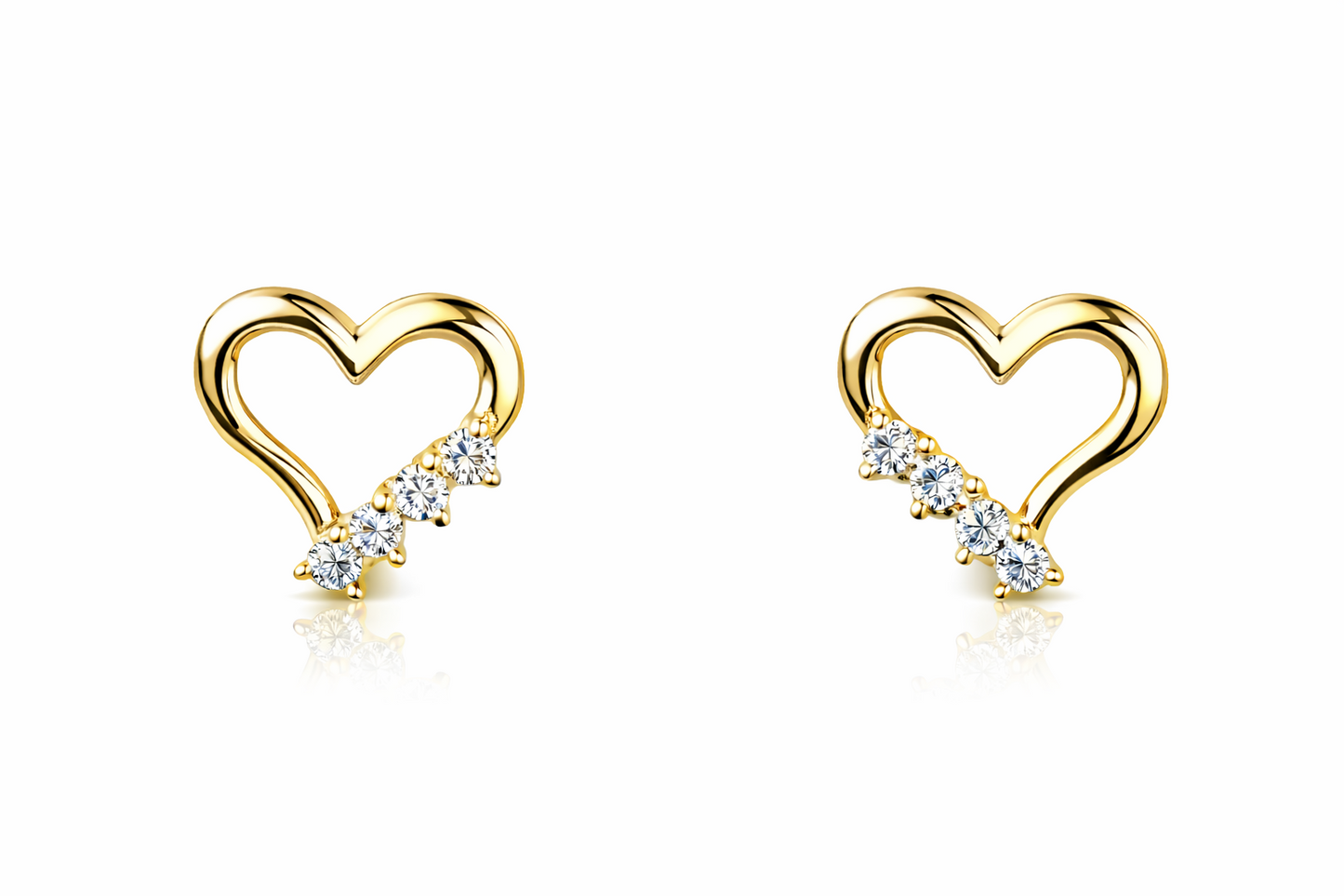 14K White or Yellow Gold Heart Shape CZ Stud Earrings
