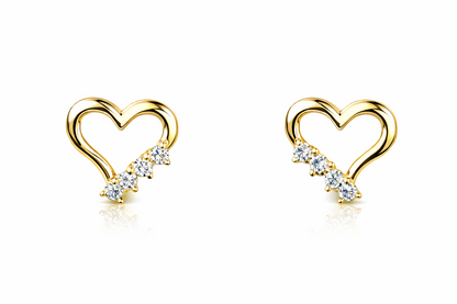 14K White or Yellow Gold Heart Shape CZ Stud Earrings