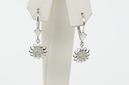 silver dangle earrings sterling sunflower 925 women flower drop