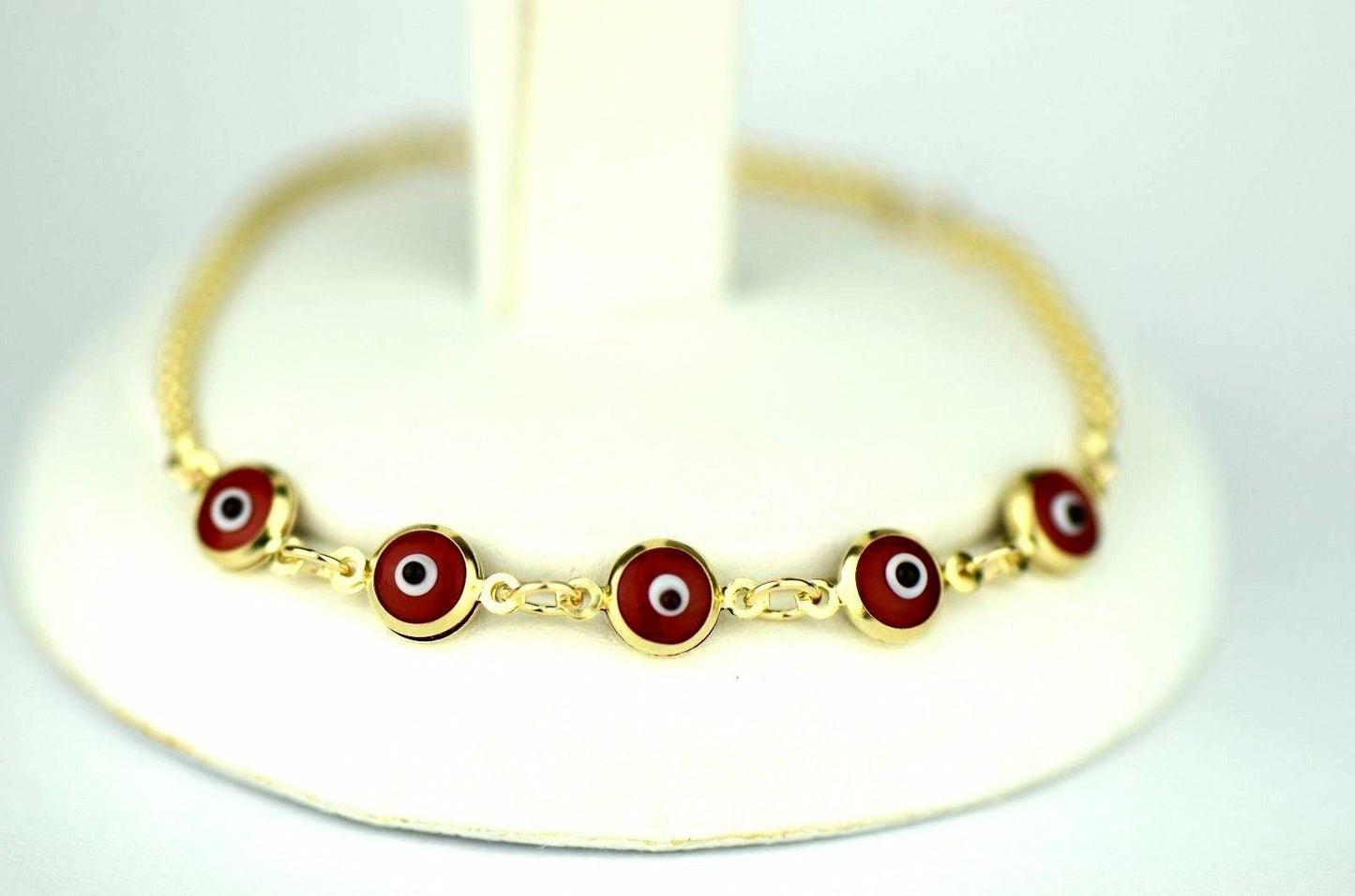 14k Yellow or White Gold Evil Eye Bracelet