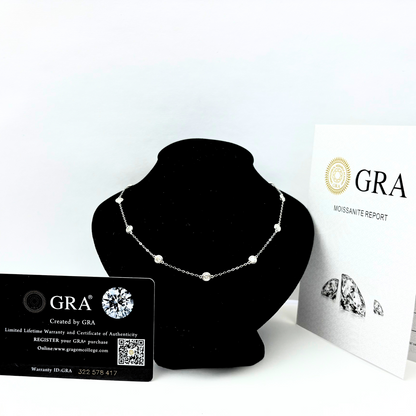 14K WhiteGold Beautiful GRA Certified Round Clear Moissanite Necklaces for Women