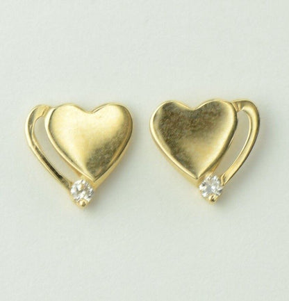 14K White or Yellow Gold Heart Shape CZ Stud Earrings