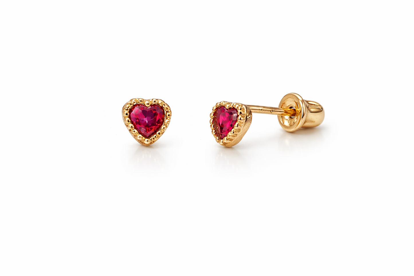 14k Yellow Gold Heart CZ Birthstone Earrings