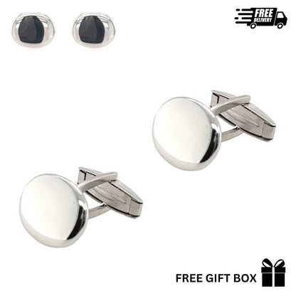 925 Sterling Silver Italy Oval Cufflinks