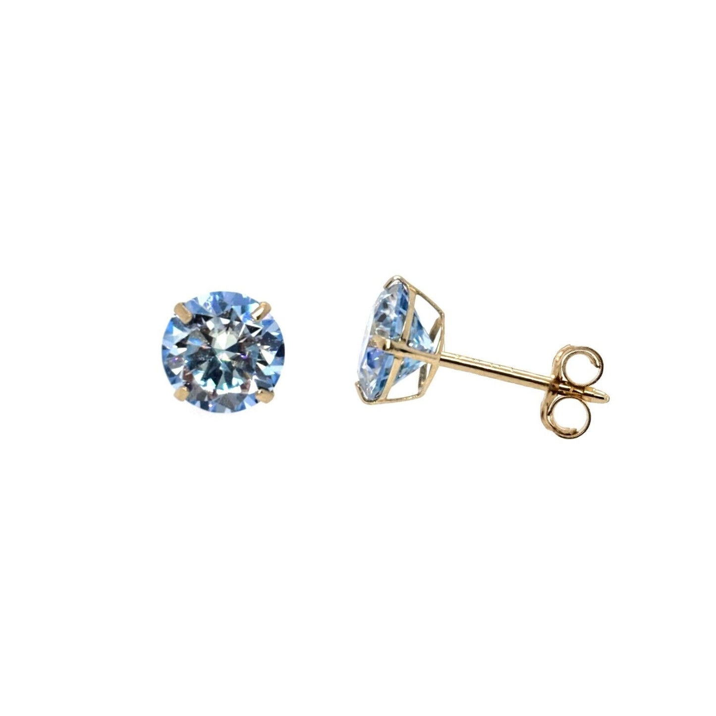 14K Gold GRA Certified D-VVS1 Ocean Blue Moissanite Push Back Studs Earrings