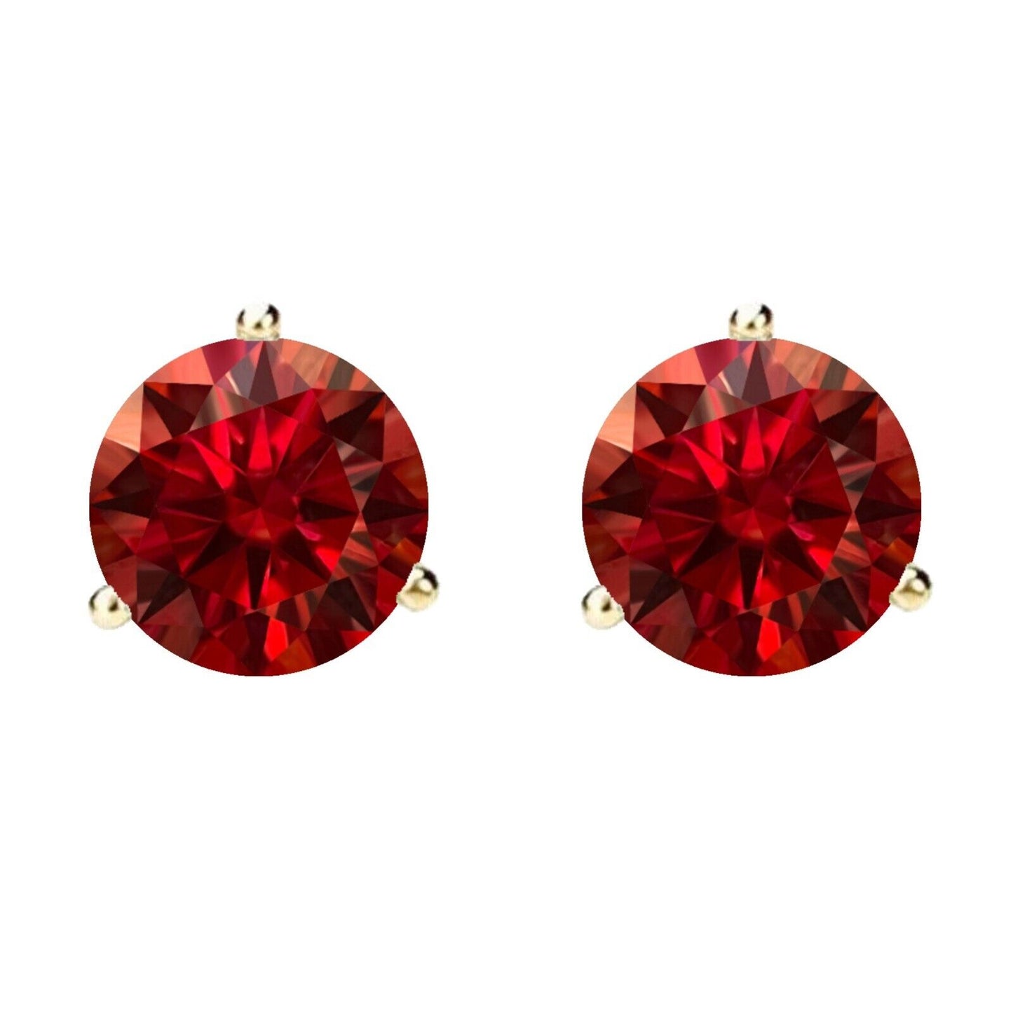 14K Gold GRA CertifiedD-VVS1 Garnet Moissanite ScrewBack Stud Earrings