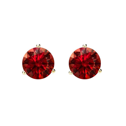 14K Gold GRA CertifiedD-VVS1 Garnet Moissanite ScrewBack Stud Earrings