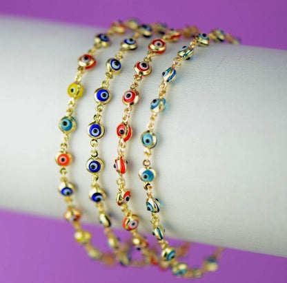 14k Yellow Gold Evil Eye Bracelet