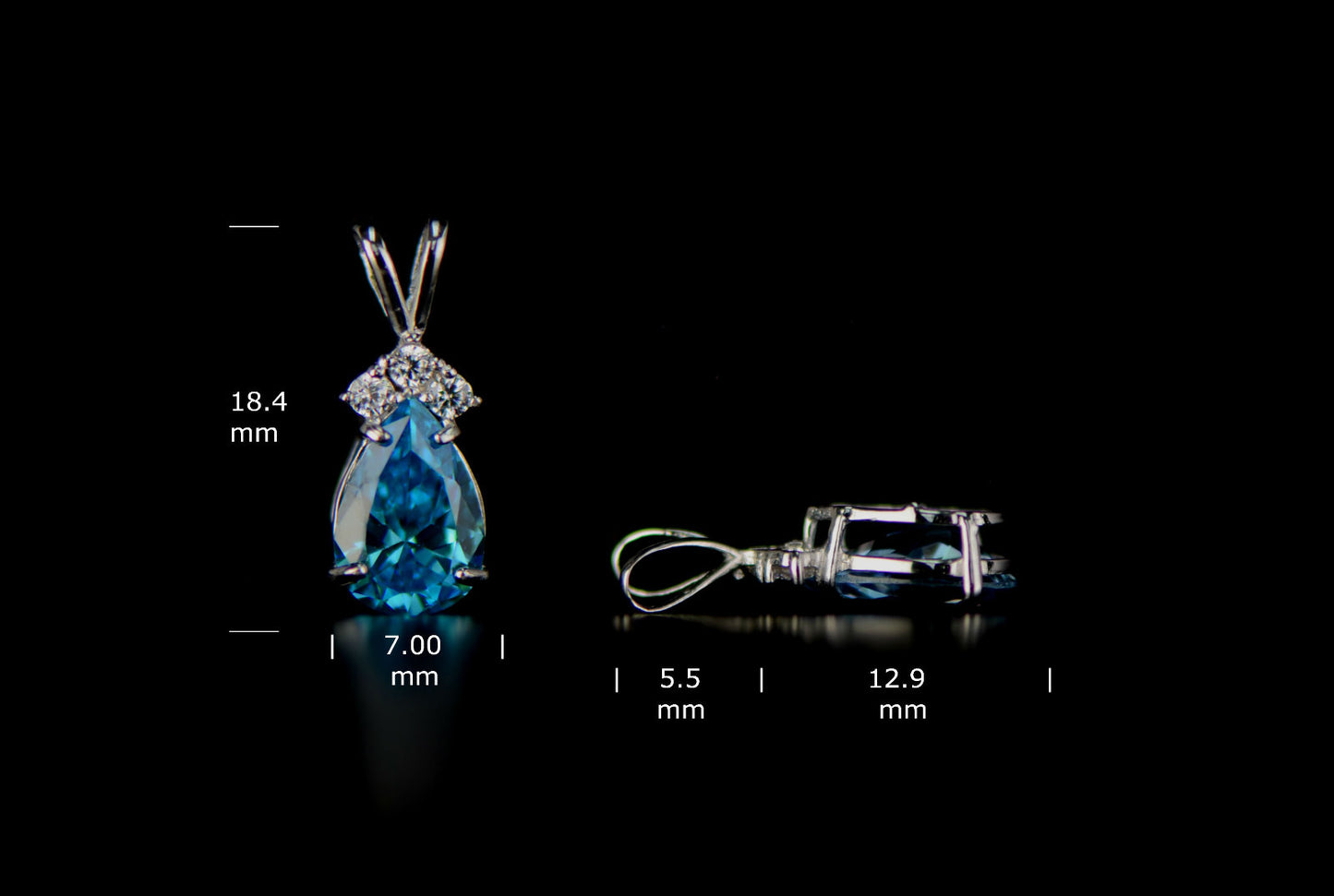 14k White Gold Pear CZ Birthstone Pendant