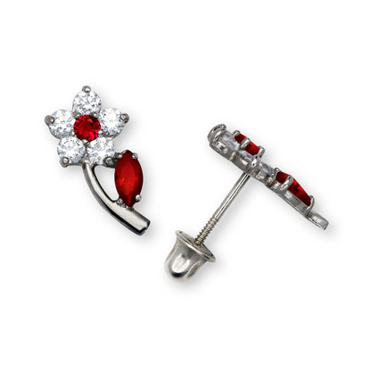 14K Yellow & White Gold Flower Shaped Beautiful Studs Earrings for Girls