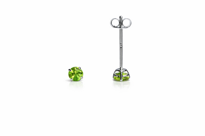 14K White Gold 3mm Round Birthstone Stud Earrings with Push back