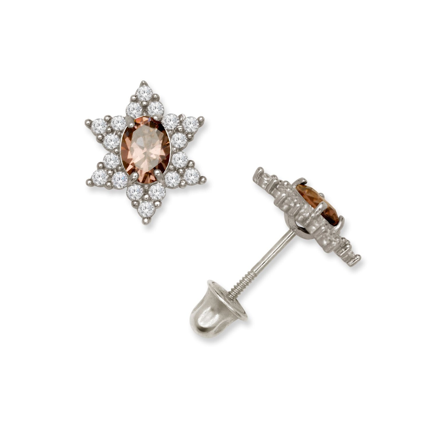14K Yellow & White Gold Beautiful Star Shaped Stud Earrings for Girls