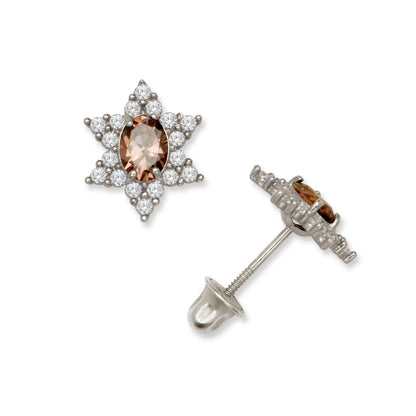 14K Yellow & White Gold Beautiful Star Shaped Stud Earrings for Girls